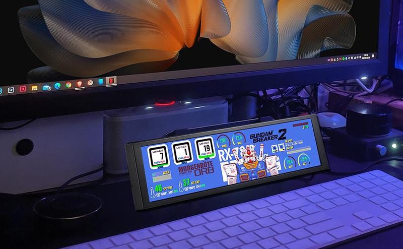 Wisecoco 7.84 Inch Mini Monitor HD IPS 1280x400 Bar LCD Secondary Screen with Casing for macOS & Windows AIDA64 CPU GPU Speed & Temperature Monitoring