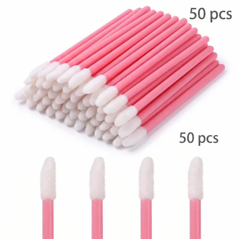 50pcs Disposable Eyelash-Lip Brush Set, Professional Daily Cosmetic Tools for Eyelash & Lip Gentle Cleanup, Home Use Home Organizers Supplies, Eyelashes Lips