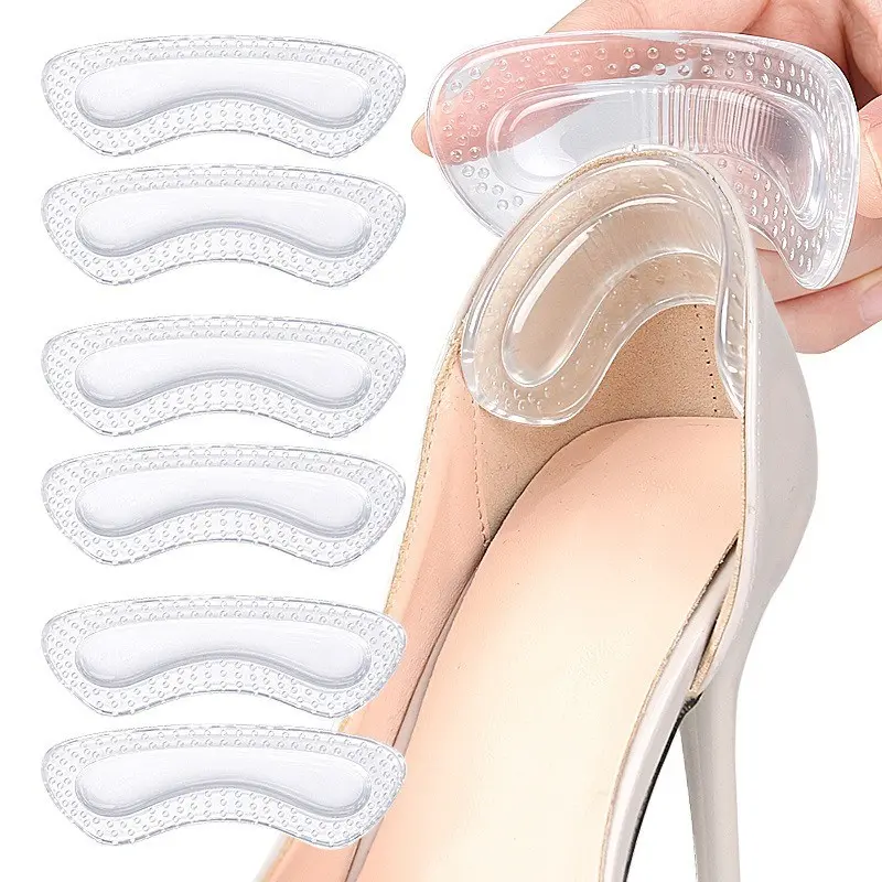 4 Pairs Clear Gel Heel Grips for High Heels, Soft Anti-Blister Invisible Heel Cushion Pads with Massage Dots, Self-Adhesive Shoe Size Reducing Half Inserts for Women, Daily Work Wedding Party, Fix Loose Shoes, Stop Heel Slipping & Relieve Heel Rub Pain