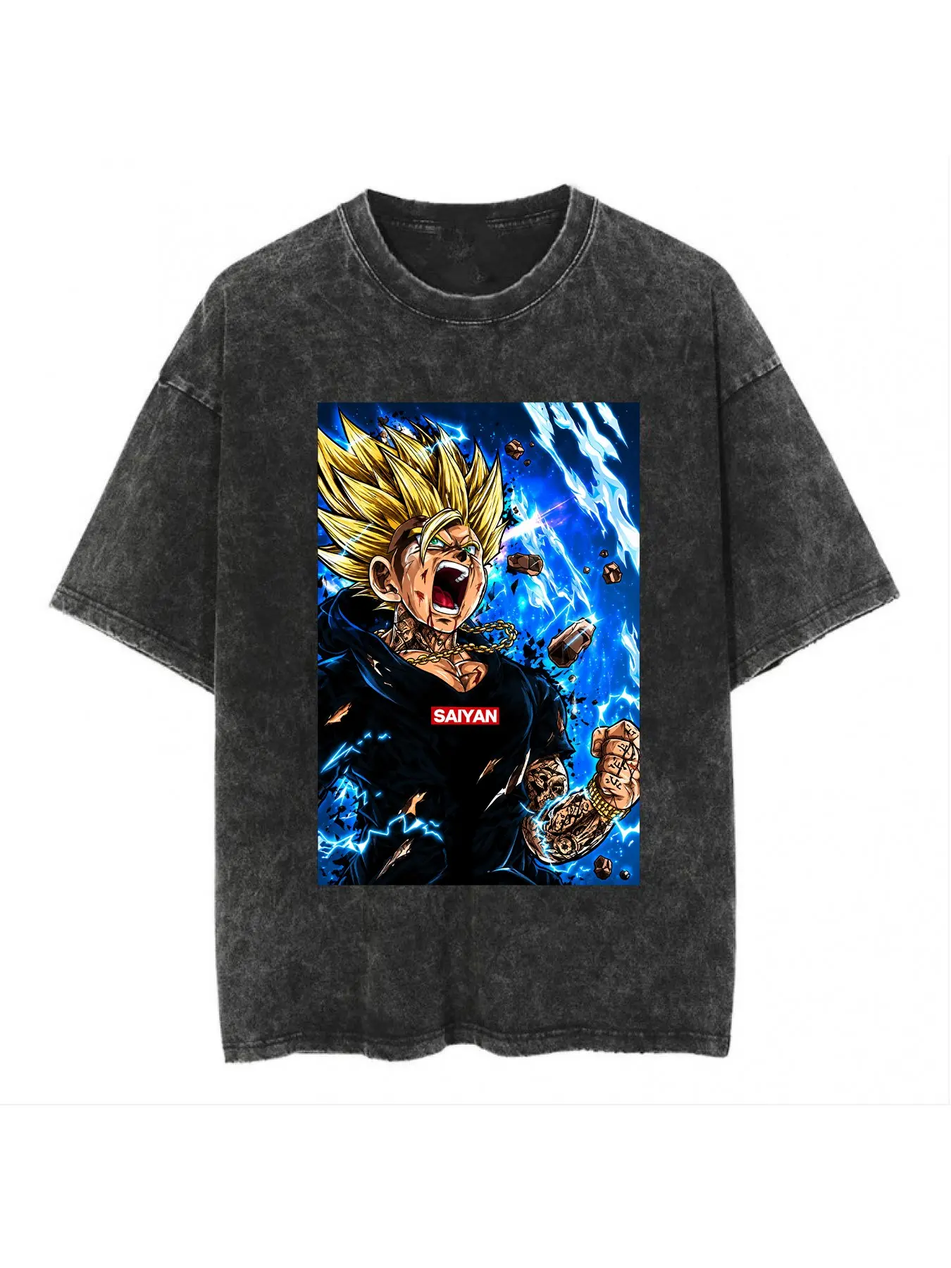 Trunks Super Saiyan Anime T-Shirt, Vintage Washed Graphic Tee, Japanese Shonen Streetwear, Perfect Gift Cool Shirts,Graphic Washed Oversized Tees for Men & Women,Summer Round Neck Short Sleeve ,Sports Shirt,Workout T-shirt