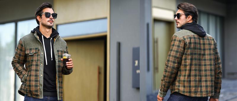 Zaitun Men's Diamond Quilted Puffer Down Jacket Lightweight Business Casual Button Down Shirts