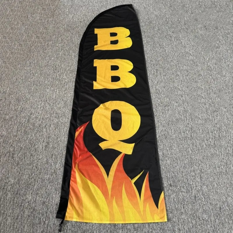 1pc BBQ Advertising Swooper Flag, BBQ Feather Flags  11FT Advertising Feather Banner Sign for BBQ Business without flagpole