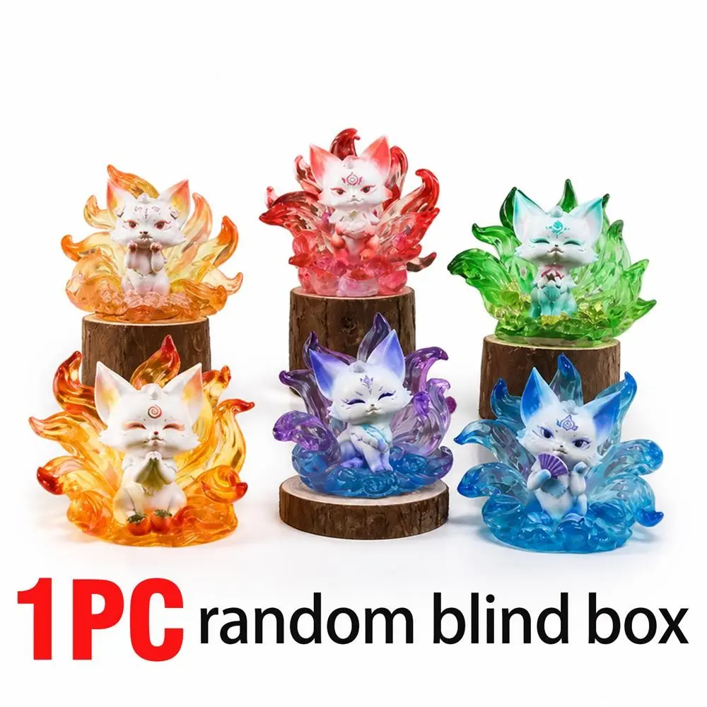 Shanhai Fox Destiny Blind Box Figurine, Nine-Tailed Fox Spirit Collectible Figure, Mythical Fox Beast Designer Toy, Cute Fantasy Animal Desk Decoration, Kawaii Home Decor, Birthday Gift for Women, Halloween Christmas Thanksgiving Holiday Gift