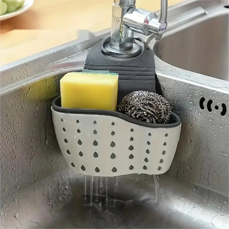 Sink Sponge Drain Rack, 1 Count Multifunctional Silicone Sink Sponge Holder, Kitchen Sink Storage Rack Organiser for Home Dining Room Kitchen Utensils Holder