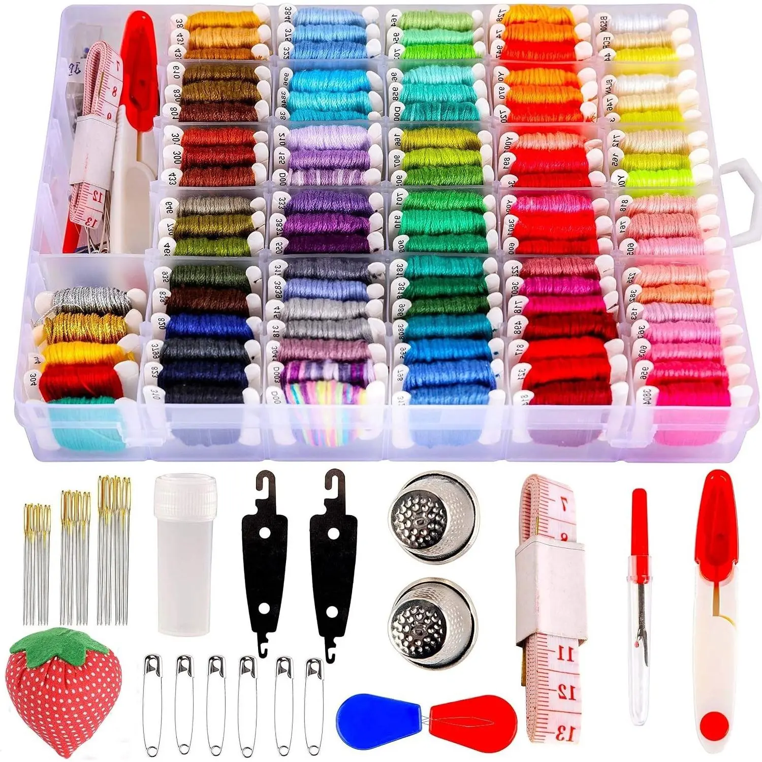 200+ Embroidery Floss Kit with Organizer Box, Friendship Bracelet String and Cross Stitch Thread, Christmas Gift SetGift