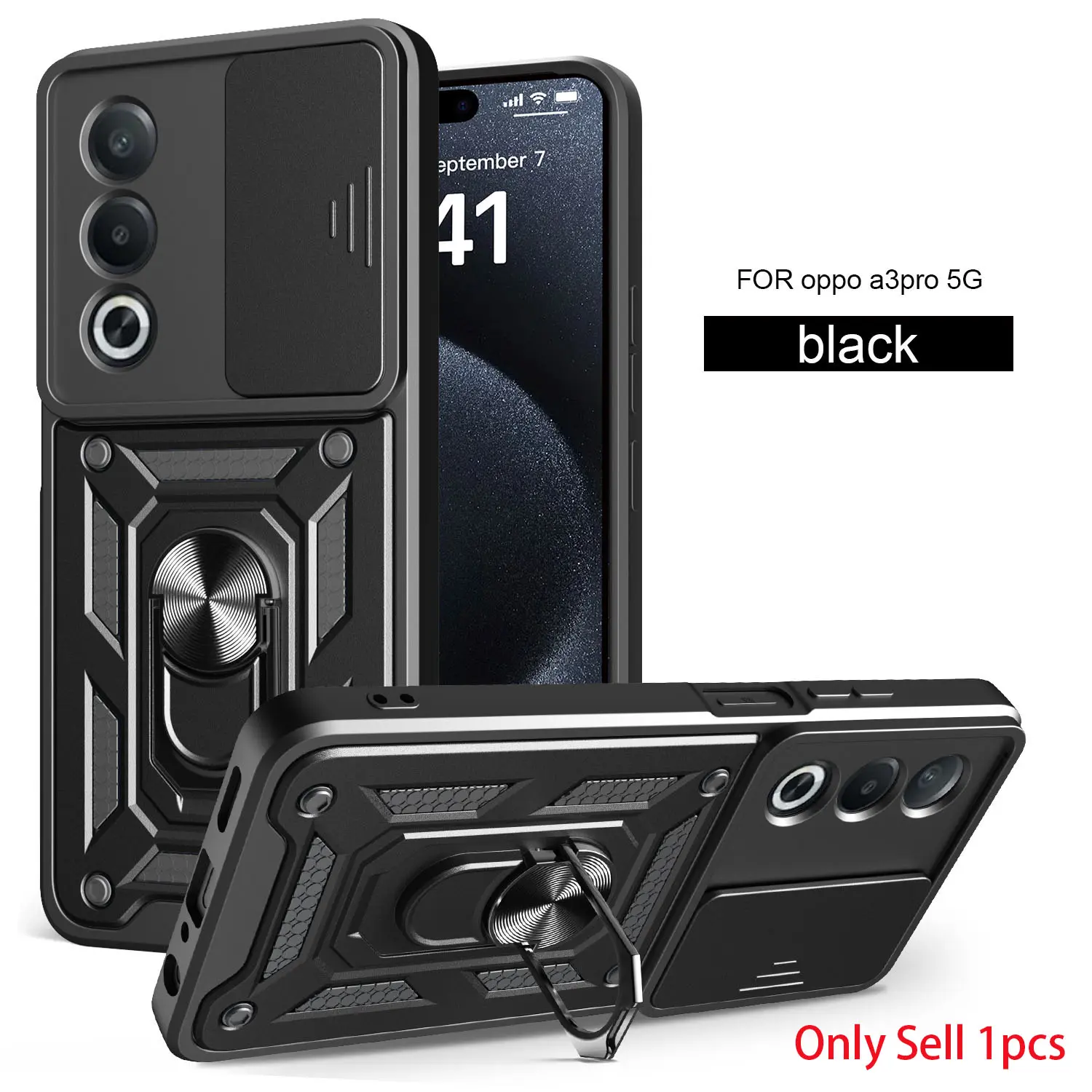 Case for OPPO A3 Pro 5G/OPPO A80 5G, Shockproof Dual-Layer, Magnetic Ring Stand, Dust-Proof Camera Cover, Flexible 360° Adjustable for OPPO A3 Pro 5G/OPPO A80 5G Case