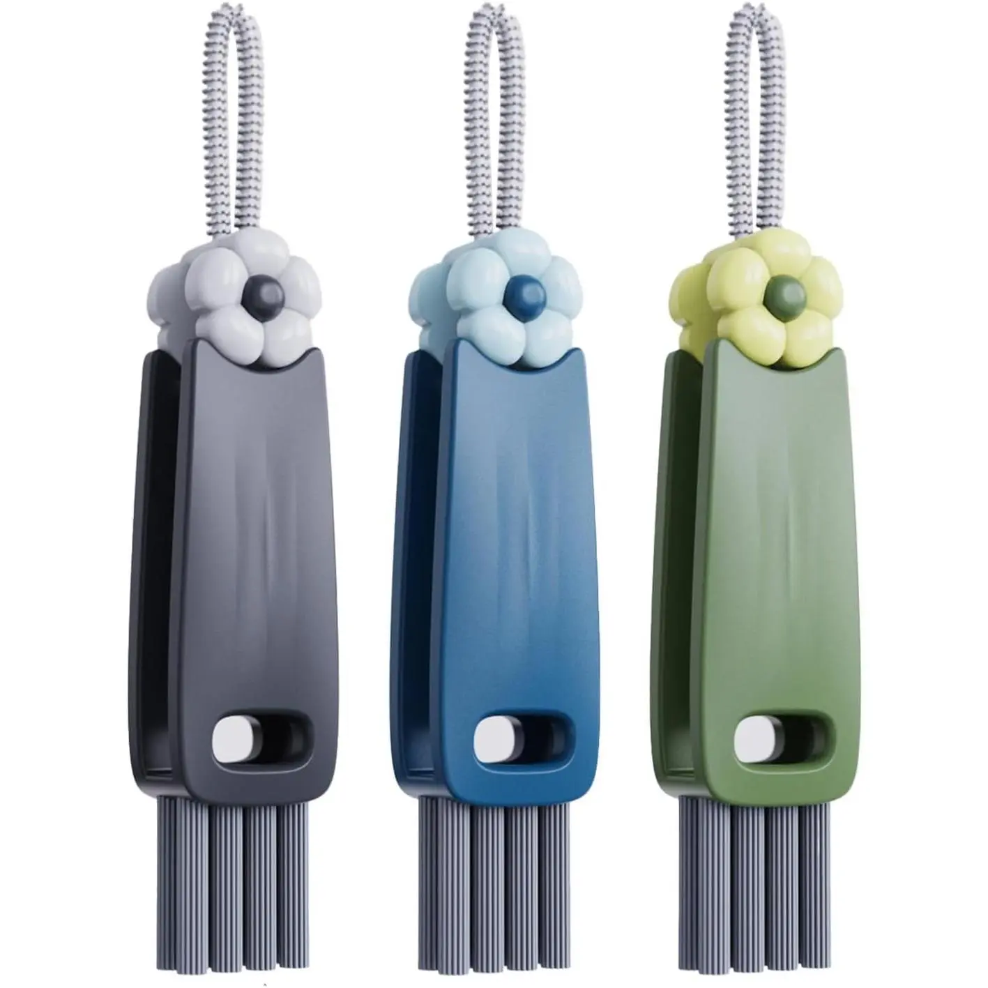 3 in 1 Cup Lid Gap Cleaning Brush Set, Multifunctional Bottle Cleaning Brush, Cup Lid Gap Cleaner, Home Kitchen Crevice Cleaning Brush Tools (Black+Blue+Green)
