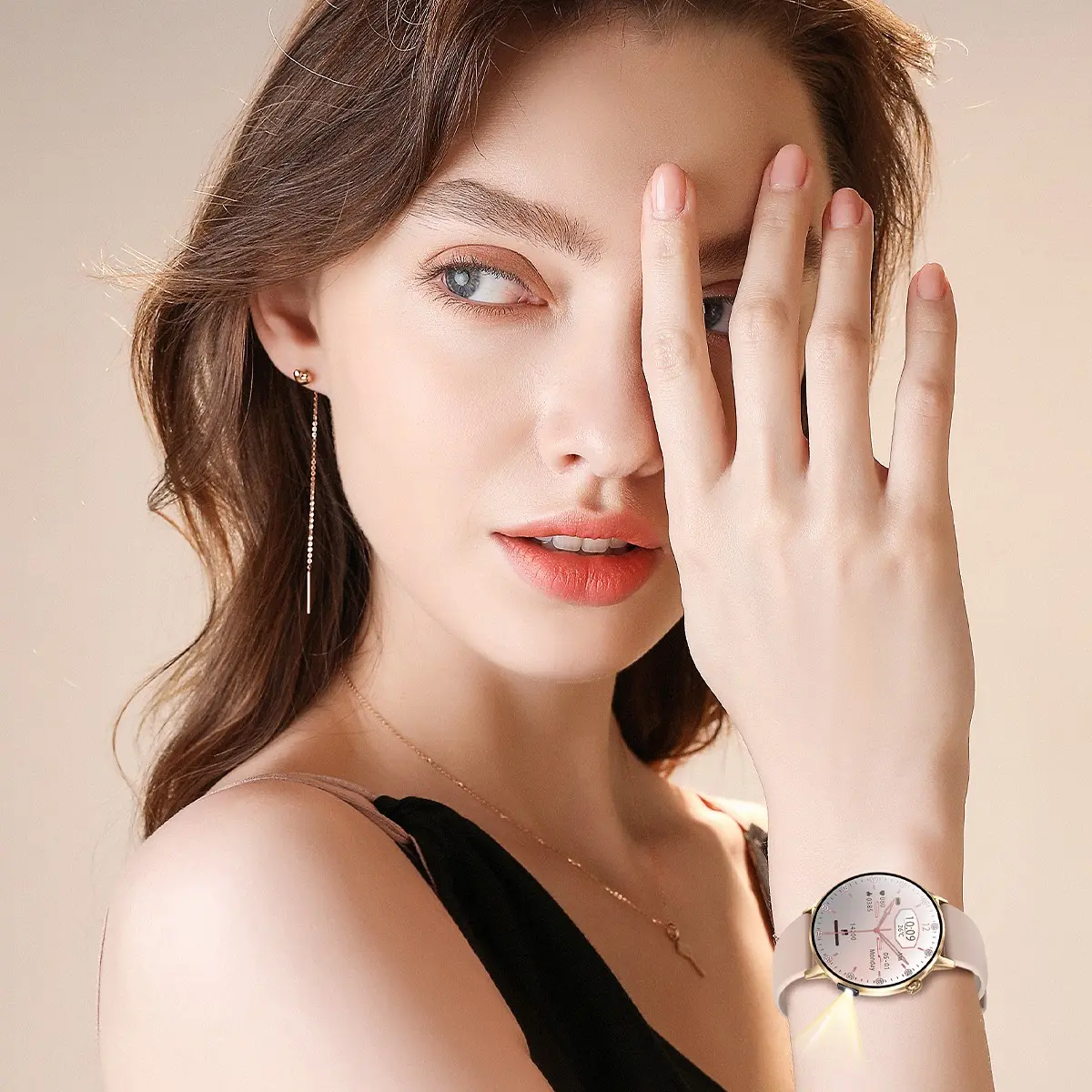 Neviis Luxury Smartwatch for Women, Sparkling Digital Calling Smart Watch with Female Health Tracking, Call & Text Reminder, Perfect Birthday Gift for Her