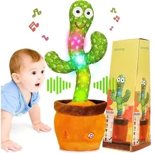 Dancing Talking Cactus Toy, Baby Singing Recording Mimicking Cactus Toy, Repeats What You Say, Musical Interactive Infant Toddler Toys  1 Year Old Boys Girls, Baby Easter Basket Stuffers Gifts New model