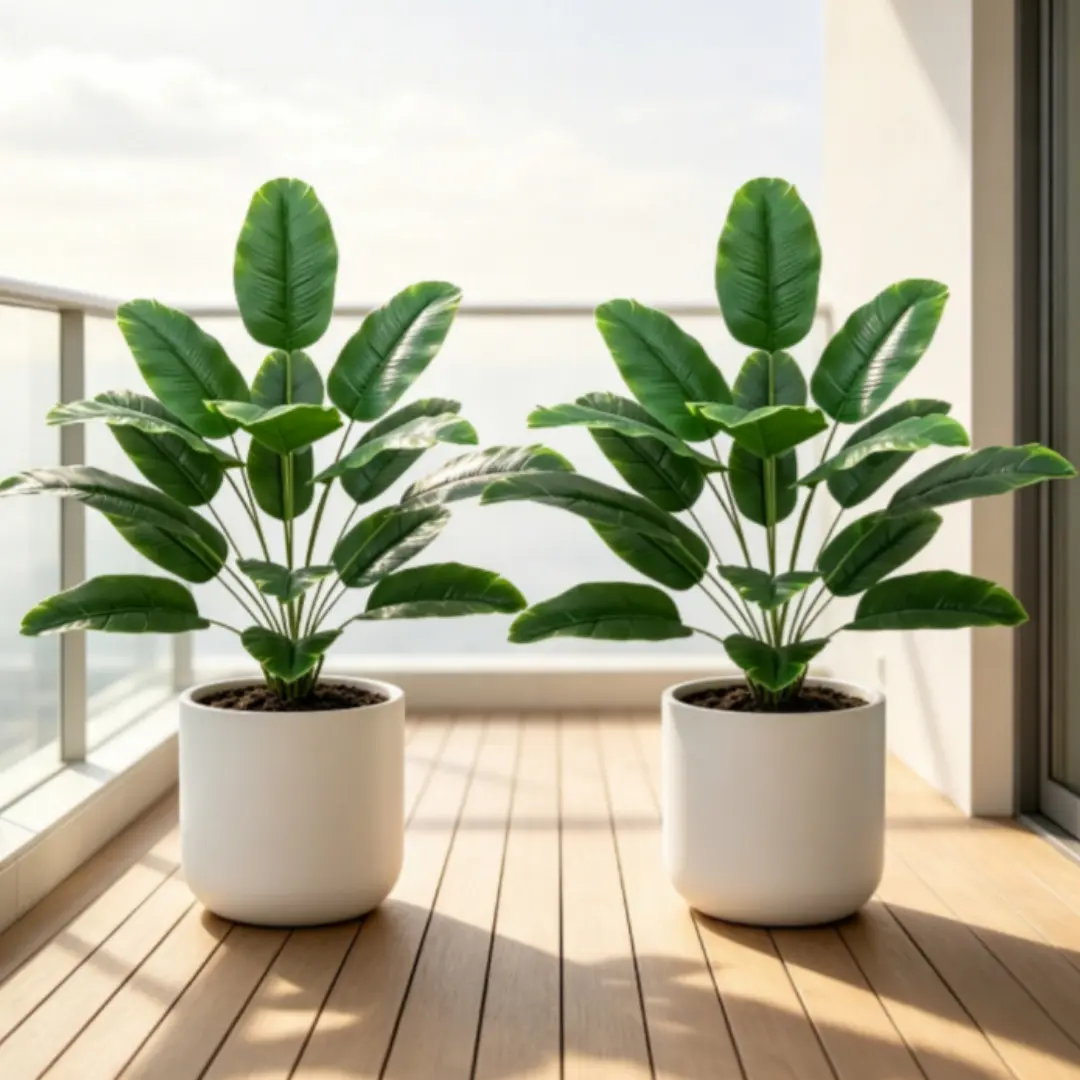 2-Pack 28in Bird of Paradise High-Quality Tropical Artificial Strelitzia Leaf Greenery Set, Artificial Banana Leaf Plant Palm Plant for Home Office Decor, Low Maintenance, All Seasons, Durable, Artificial Potted Plants, Fake Plants