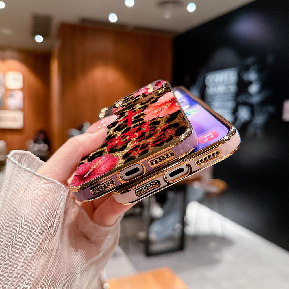 Leopard print and GOD'S PLAN lsaiah 60:22 Pattern Shockproof Phone Case for iPhone 17 Pro Max Air 16 15 14 13 12 11 Plus  Gold electroplated edge texture Full-lens protection Protecitved Cover