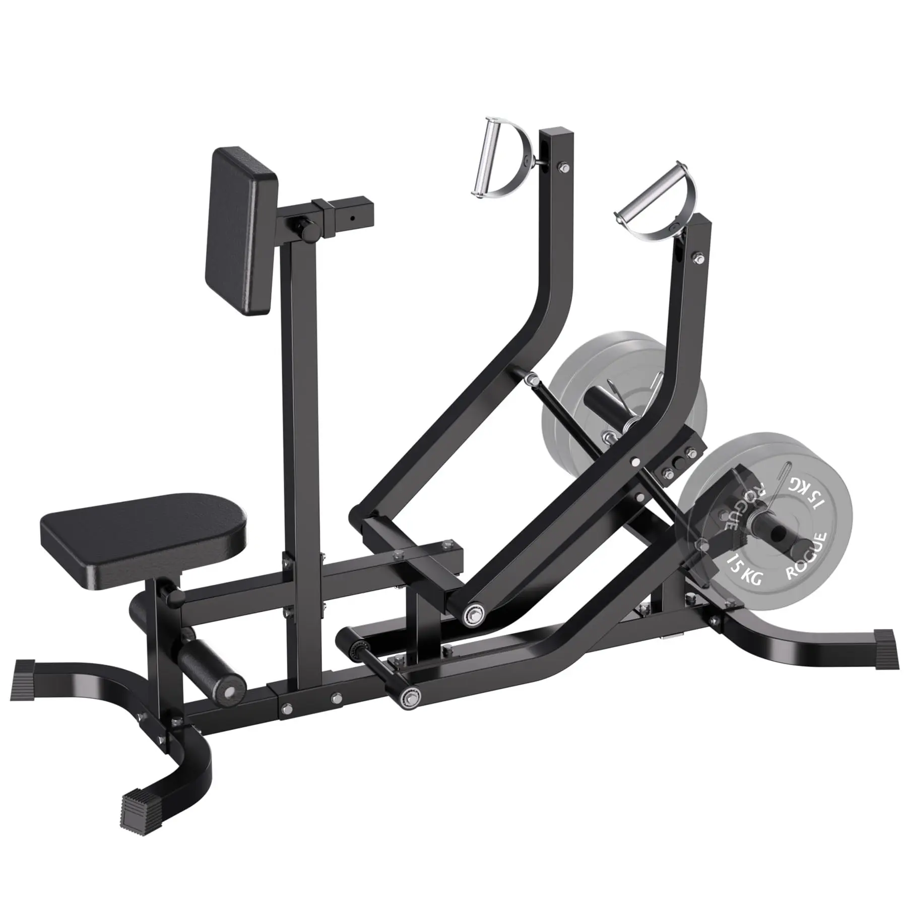 Seated Row Machine Plate Loaded Back Workout Equipment with Independent Arms and Rotating Handles for Home Gym 330LB Capacity Strength Trainer