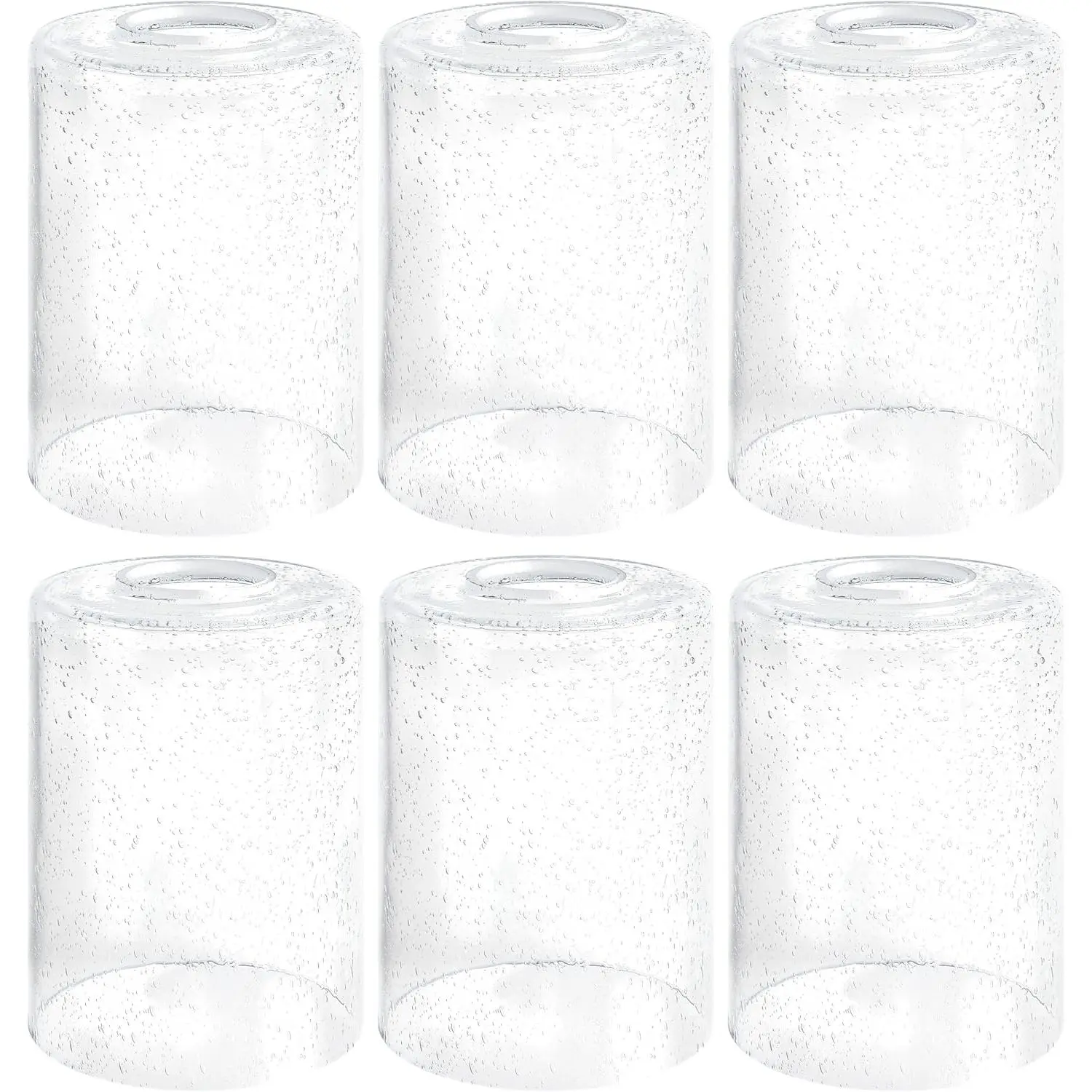 6 Pack Clear Bubble Seeded Glass Shade, 5.5in Height, 3.94in Diameter, 1.65in Fitter, Cylinder Glass Lamp Shade Replacement for Pendant Light/Wall Sconce/Floor Lamp/Desk Lamp/Chandelier