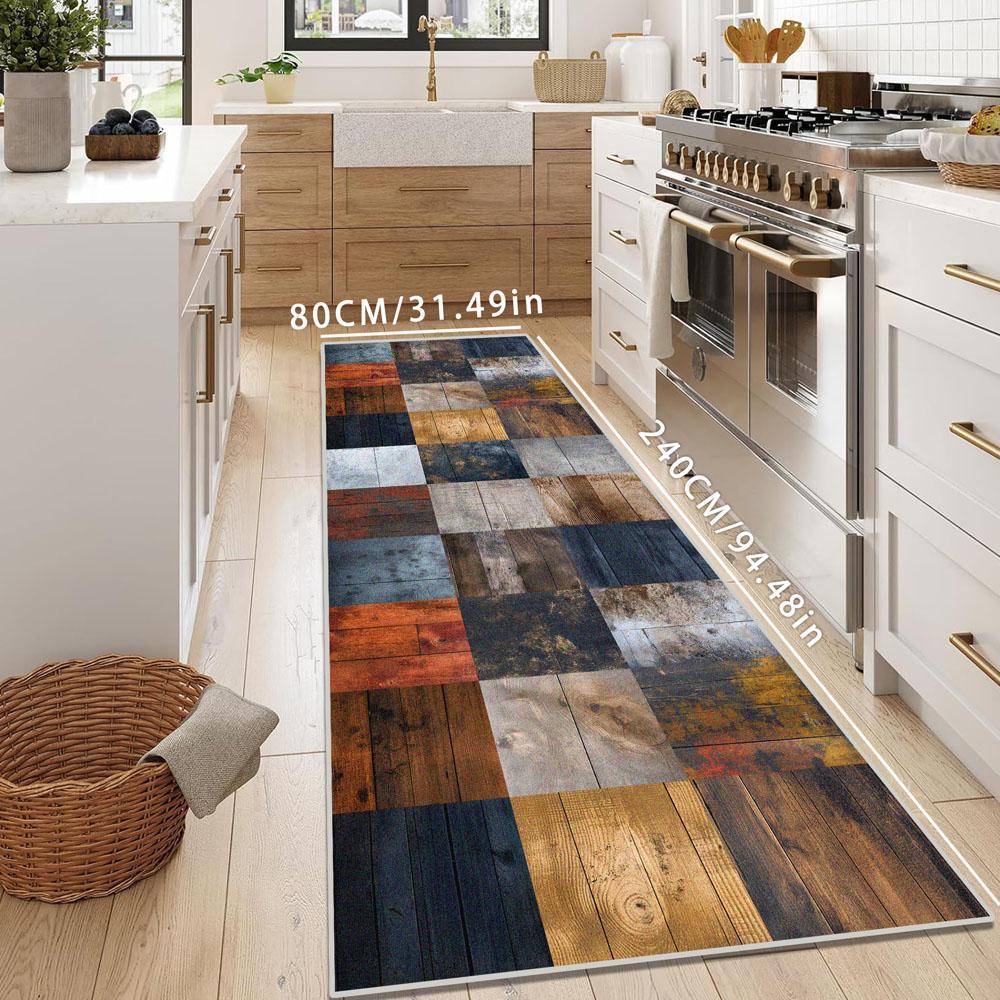 Abstract Art Style Long Rug, Modern Geometric Rug, 1 Count Colorful Geometric Pattern Non-slip Floor Mat, Washable Decorative Carpet for Home Living Room Bedroom Kitchen