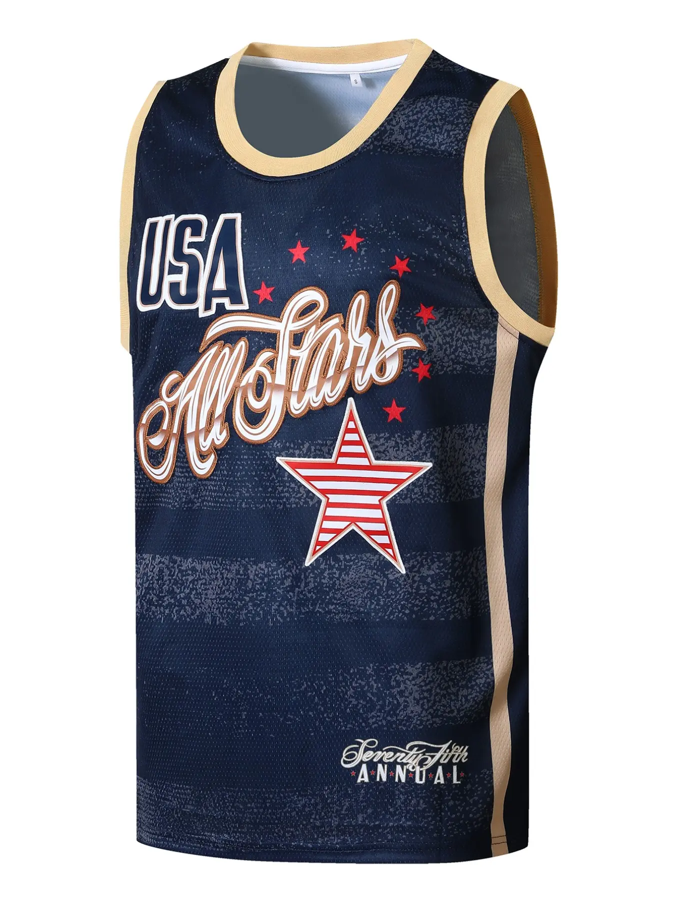 Men's 30 Basketball Jersey, Blue Embroidered Sports Wear, Casual Short Sleeve Tank Top, Fitted H-Type Silhouette, Long Clothing Length, Casual Sporty Top, Embroidered Jerseys
