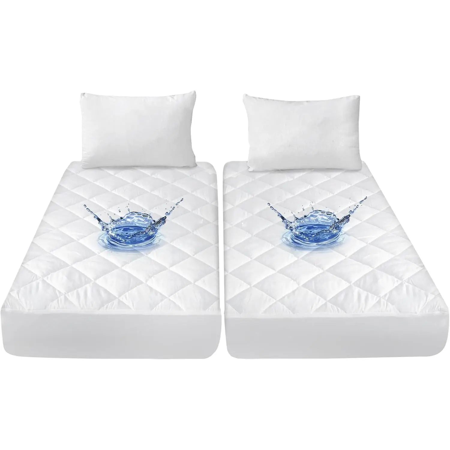 Split King Mattress Topper Protector Pad for Adjustable Bed Cover, Quilted, Breathable, Absorbent, Fitted Sheet Style, Machine Washable