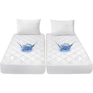 Split King Mattress Topper Protector Pad for Adjustable Bed Cover, Quilted, Breathable, Absorbent, Fitted Sheet Style, Machine Washable