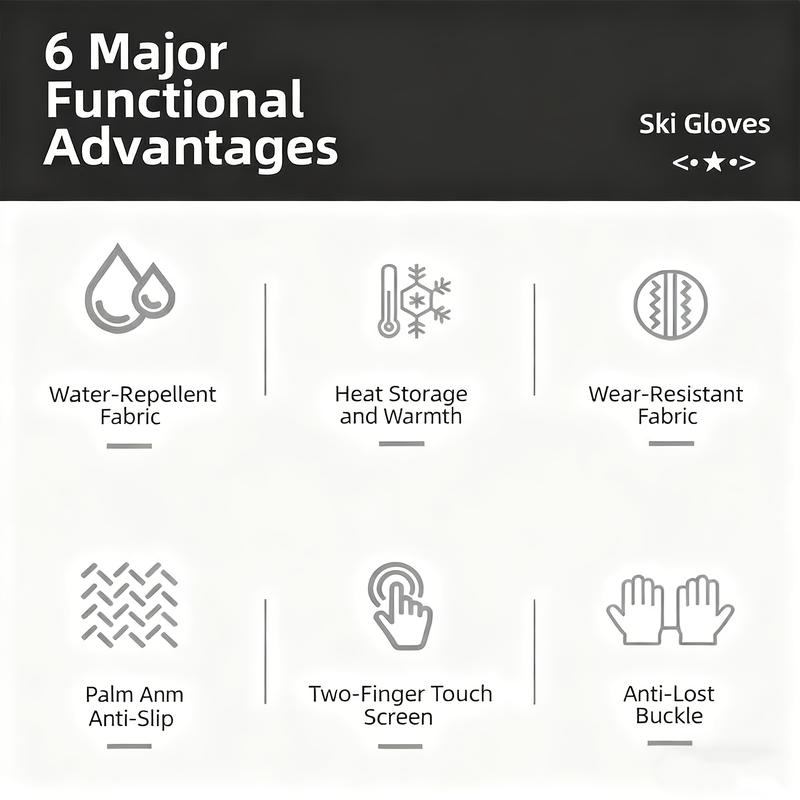 Ski gloves for women, warm and insulated, touchscreen compatible, waterproof, suitable for cycling, outdoor activities, and snow sports; also available for men, windproof, and with thickened fleece lining for winter use.