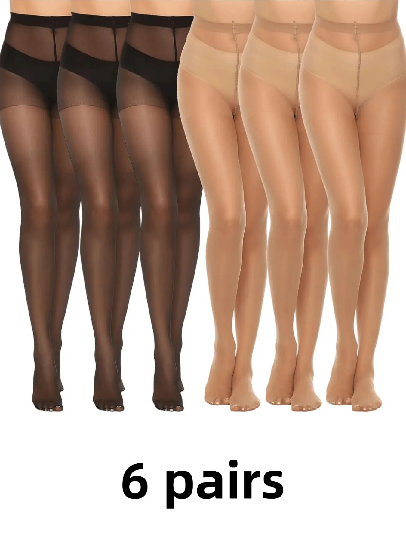 6 Pairs Sexy Women's Semi-Transparent Tights Underwear Clothing, Perfect for Holidays and Parties, Ultra-Thin Fit, Bold Style, All Season Use