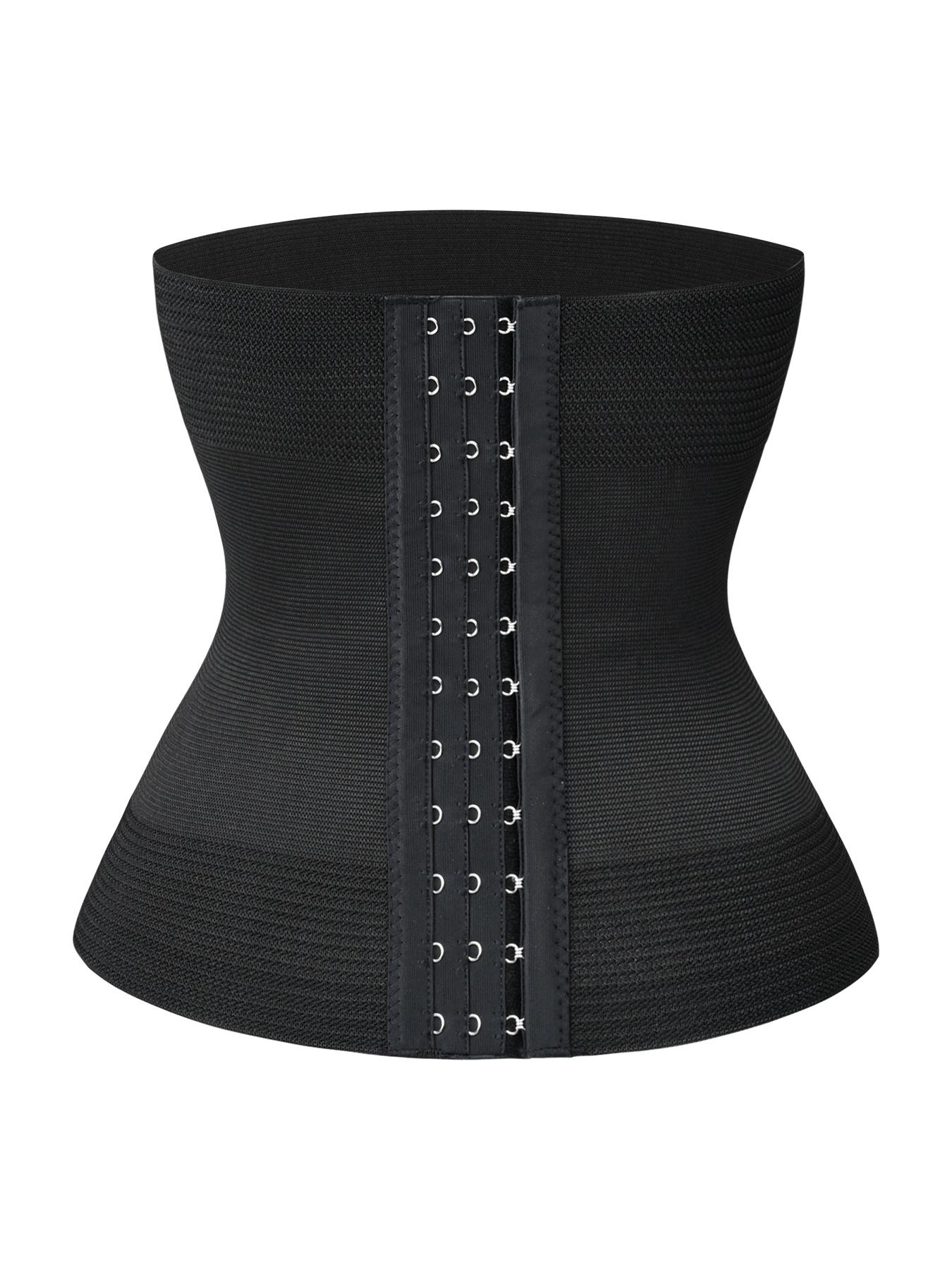 Women's Solid Hook & Eye Waist Trainer, Tummy Control Shaper, Waist Cincher for Postpartum Recovery & Weight Loss
