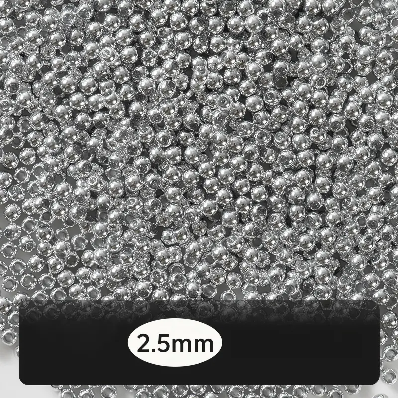 2.5mm 3mm 4mm 5mm 8mm 30g 100g High Color Retention Silver Round Spacer Glass Beads for DIY Bracelet Earring Tassel Jewelry Craft Making K963