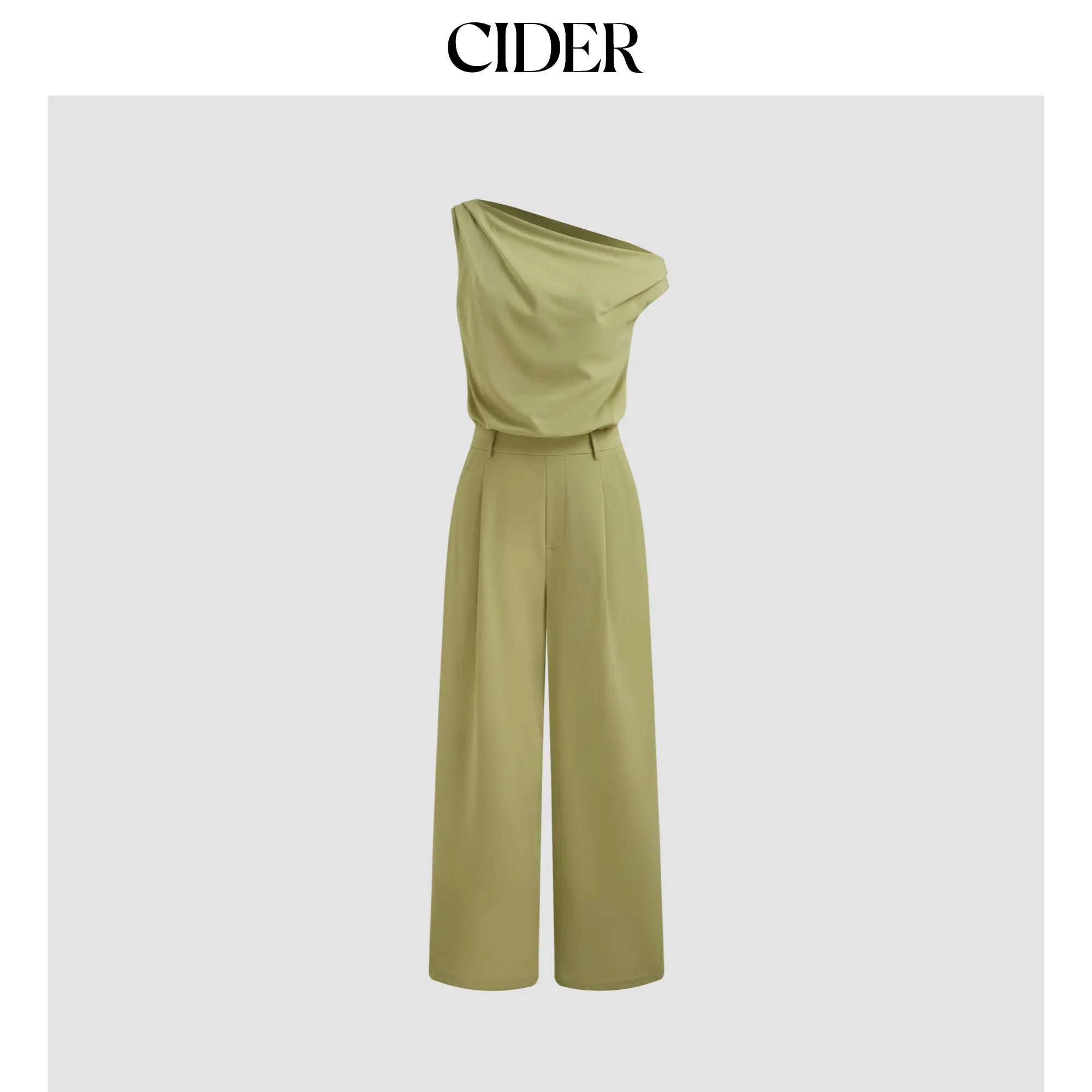 Cider [size 2-10] Asymmetrical Neck Solid Pocket Wide Leg Jumpsuit SummerWins SummerFinds