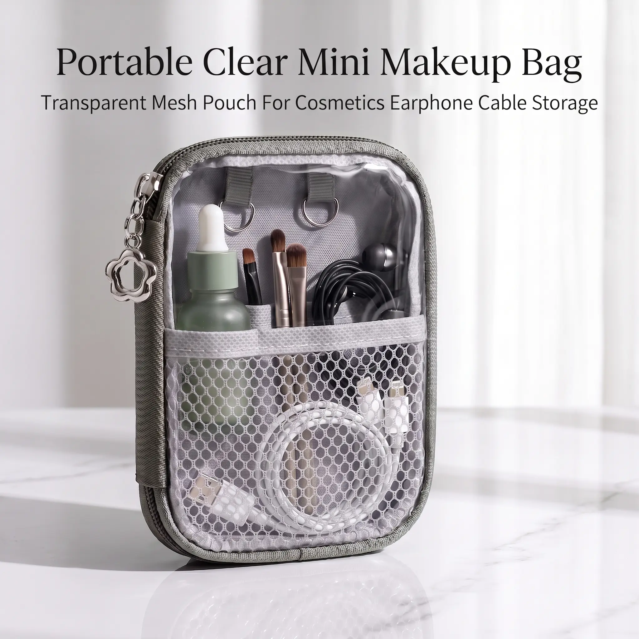 Mini Makeup Bag with Partitions, Portable Cosmetic Toiletry Organizer for Lipstick and Essentials, Ideal for Airplane Travel & Daily Use, Mini Travel Products-YY0