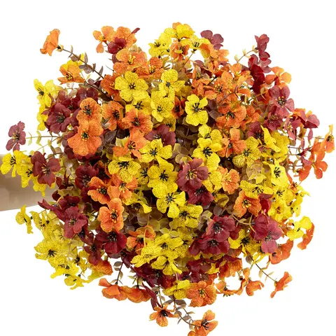 Artificial Flowers Set of 12 for Autumn Decoration, Lifelike No-Maintenance Faux Floral Arrangements for Garden, Balcony, Harvest Festival & Thanksgiving, Plastic Flower Decoration #GLOBAL PICKS