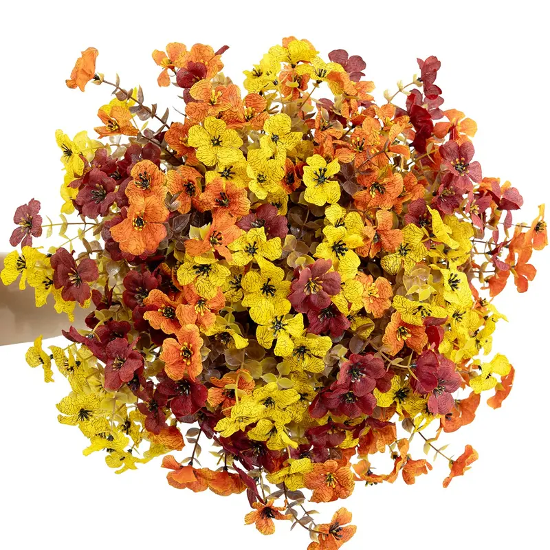 Artificial Flowers Set of 12 for Autumn Decoration, Lifelike No-Maintenance Faux Floral Arrangements for Garden, Balcony, Harvest Festival & Thanksgiving, Plastic Flower Decoration #GLOBAL PICKS