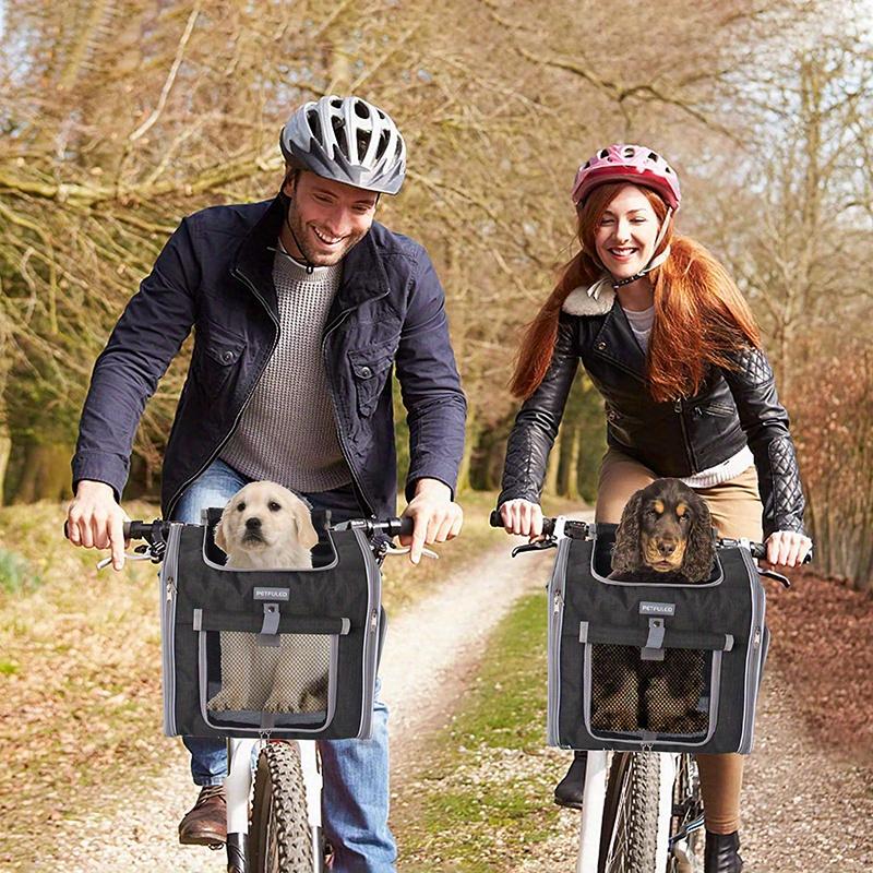 15 Lbs Expandable Soft-Sided Pet Carrier Backpack - 4 Open Doors, Collapsible, Quick Release Dog Bike Seat, 4 Mesh Windows, Ventilated, Reflective, Durable, Easy to Install, Portable Dog Bike Basket for Small Dogs, Cats, Puppies