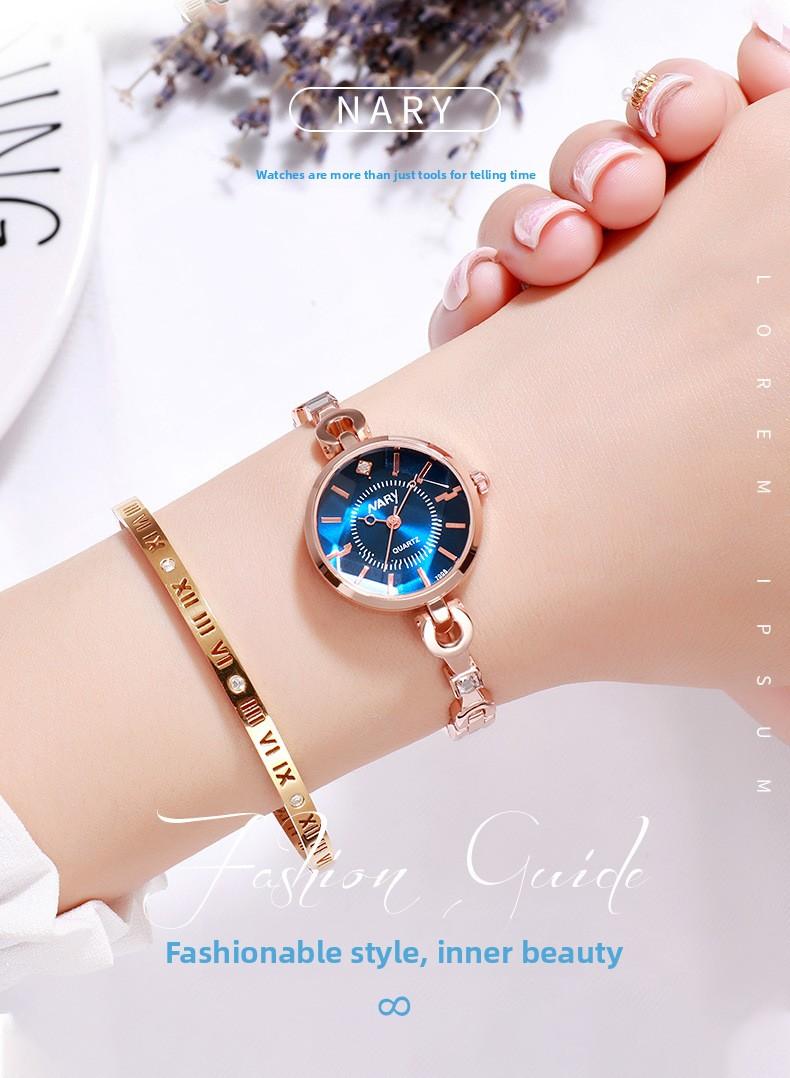 Women's Luxury Rose Gold Bangle Quartz Watch - Blue Dial with Crystal Accents, Jewelry Clasp, Water Resistant, Elegant Casual Wristwatch for Students, Perfect Gift for HerLadies'