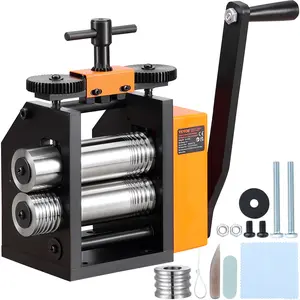 【DealsForYouDays】VEVOR Rolling Mill, 3"/76 mm Jewelry Rolling Mill Machine, 1: 2 Gear Ratio, 3-in-1 Multi-function Rolling Mill, 0.1-7mm Press Thickness for Metal Jewelry Making Sheet Square Wire Semicircle Pattern