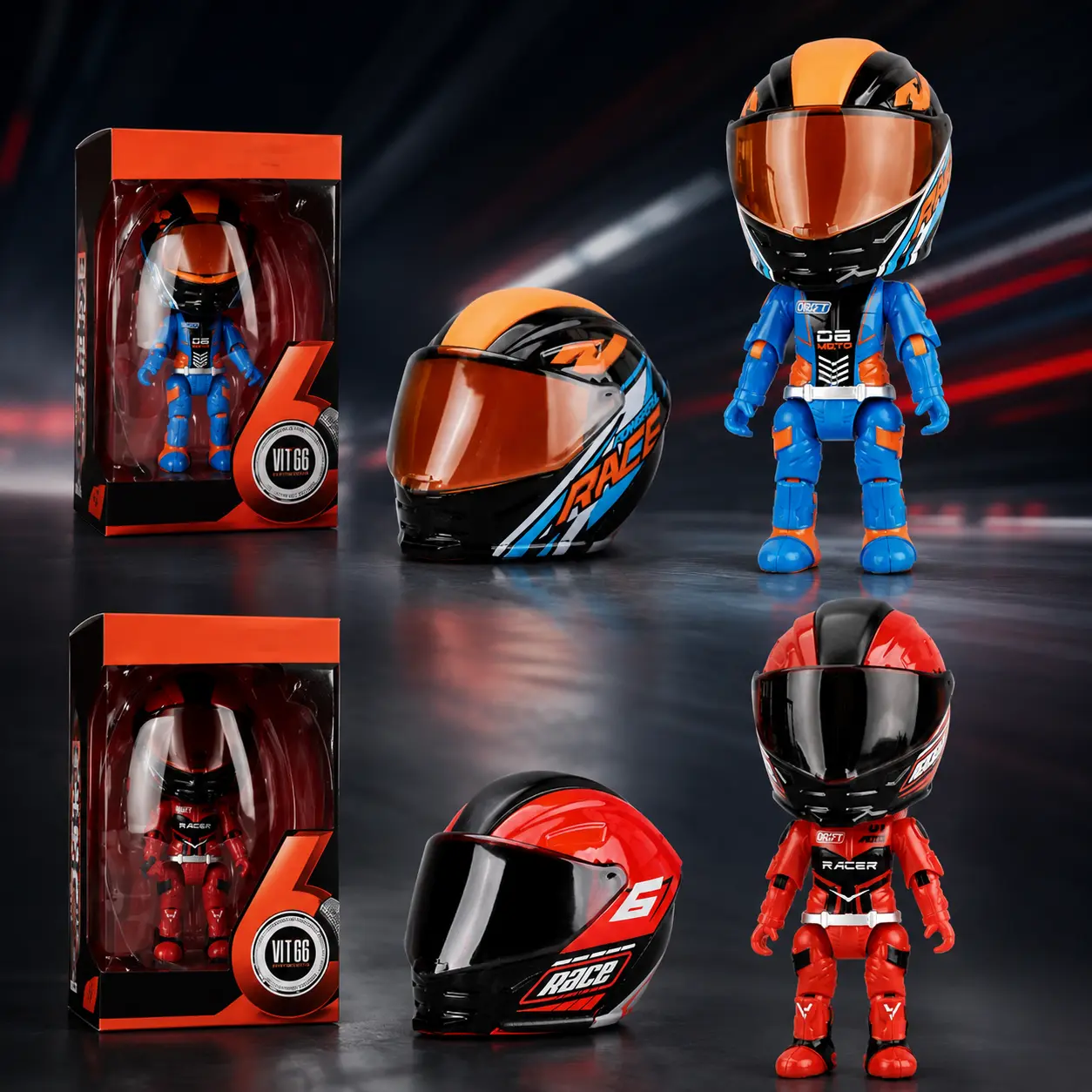 Mini Helmet Heroes Transforming Ornaments Motorcycle Helmet Action Figure with Movable Joints Hidden Racer Inside Foldable Design for Storage Collectible Toy