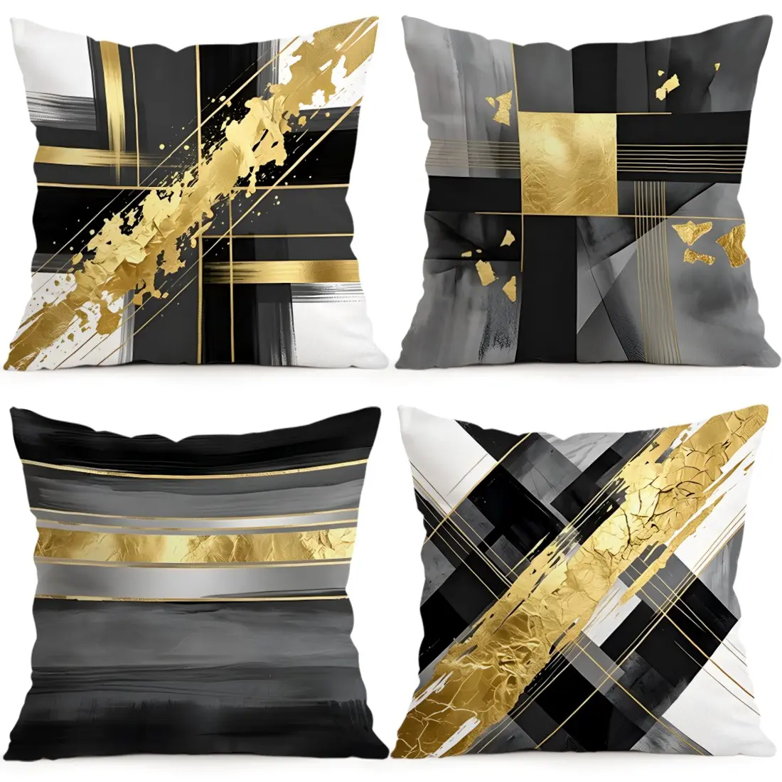 4pcs Modern Abstract Patterns Cushion Covers, Single-Sided Print, Home Decor for Living Room Bedroom, Bedroom Decorative Accessories, All-Season Pillow Cases, No Insert Included, Home Decoration