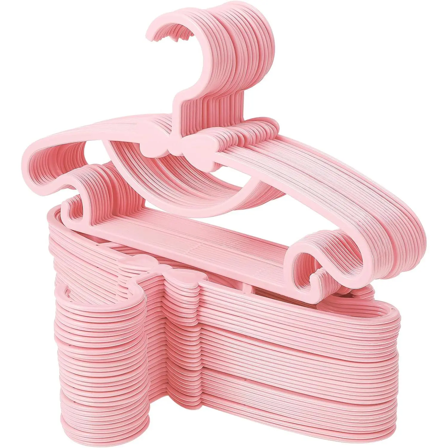 100 Pack Pink Baby Hangers Plastic Baby Nursery Closet Hangers Non-Slip Laundry Infant Hanger  Newborn Toddler Clothes,Ultra-Thin