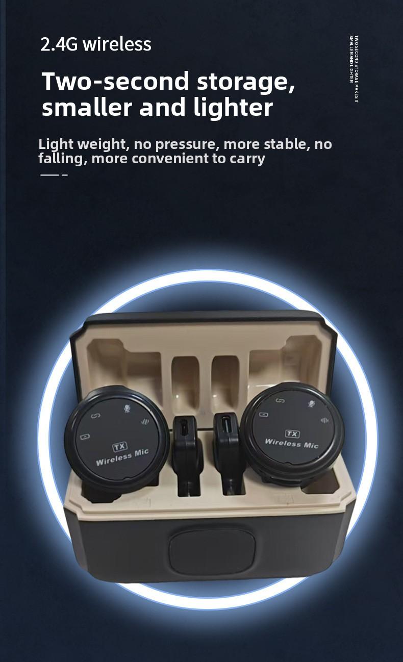 Magnetic Wireless Lavalier Microphone, Dual-Channel Live Streaming Noise-Cancelling Microphone, Large Capacity, Long Battery Life, Compact Microphone