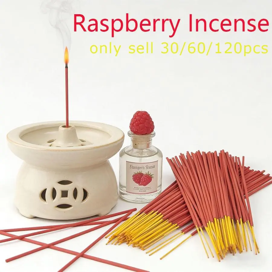 Raspberry Scented Bamboo Incense Sticks, Sweet Fruit Milk Flavor, 30/60/120 Pieces, 25.5cm Long, 40-50 Minutes Burn Time, Room Fragrance