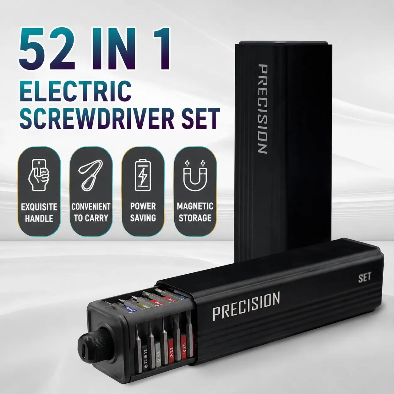 52-In-1 Electric Precision Screwdriver Set, Rechargeable Mini Hand-Crank Combination Tool, Home Use, Compact and Versatile