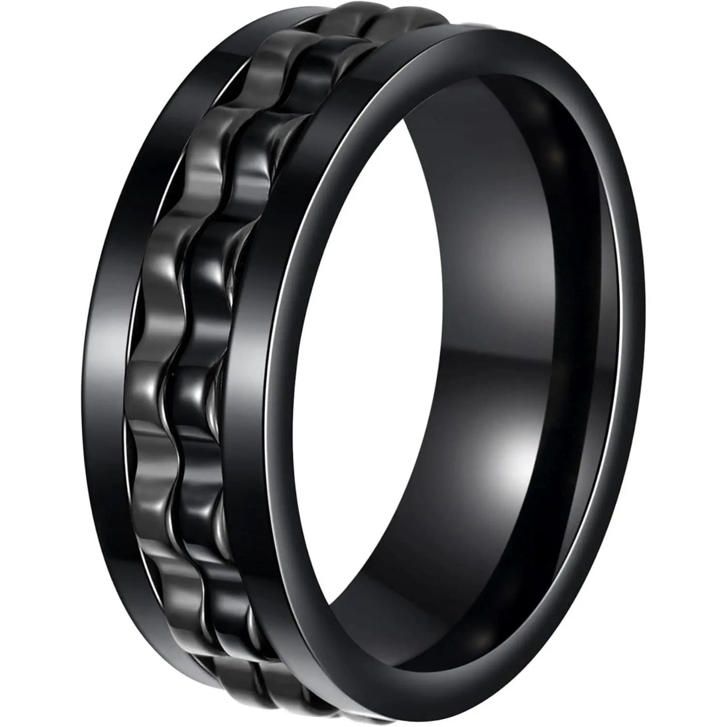 Men’s Rotatable Stress Relief Fidget Ring, Anti-Anxiety Calming Spinner Band, Premium Titanium Steel Worry Ring, Thoughtful Birthday & Father’s Day Gift for Dad