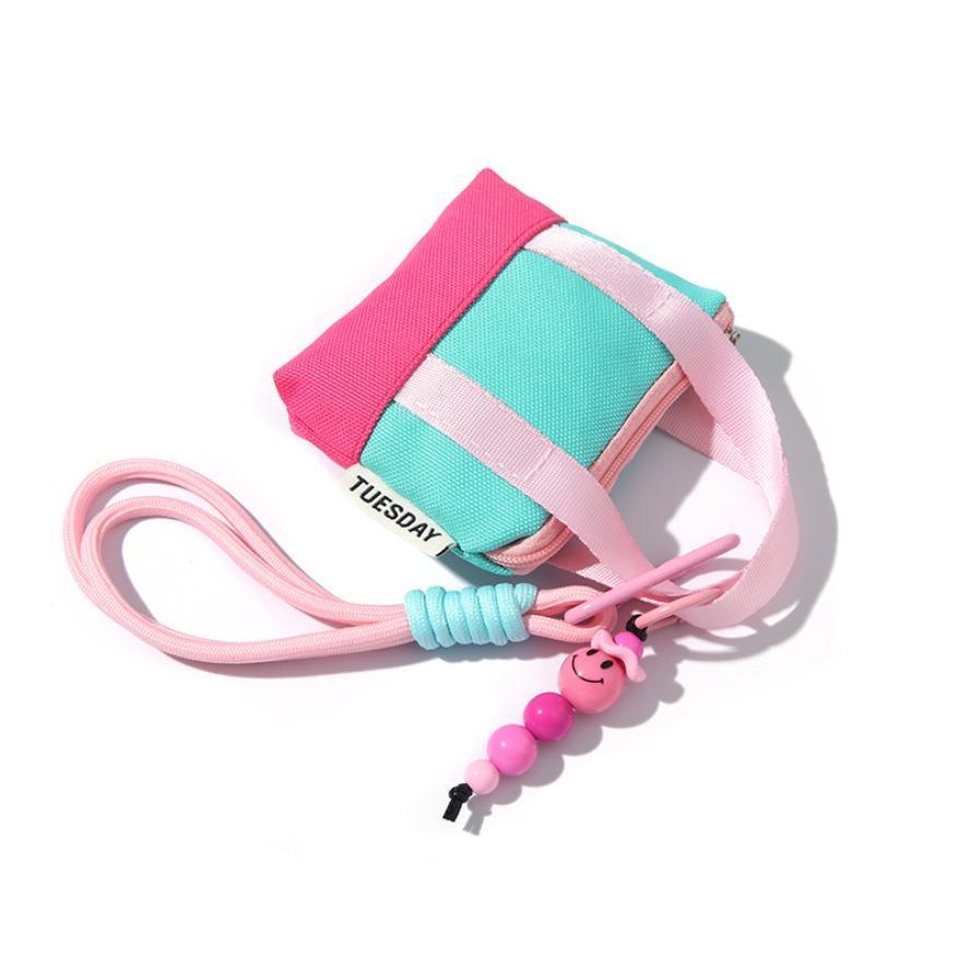 Dopamine Pink Mini Handbag, Multifunctional Purse with Coin & Card Holder Storage