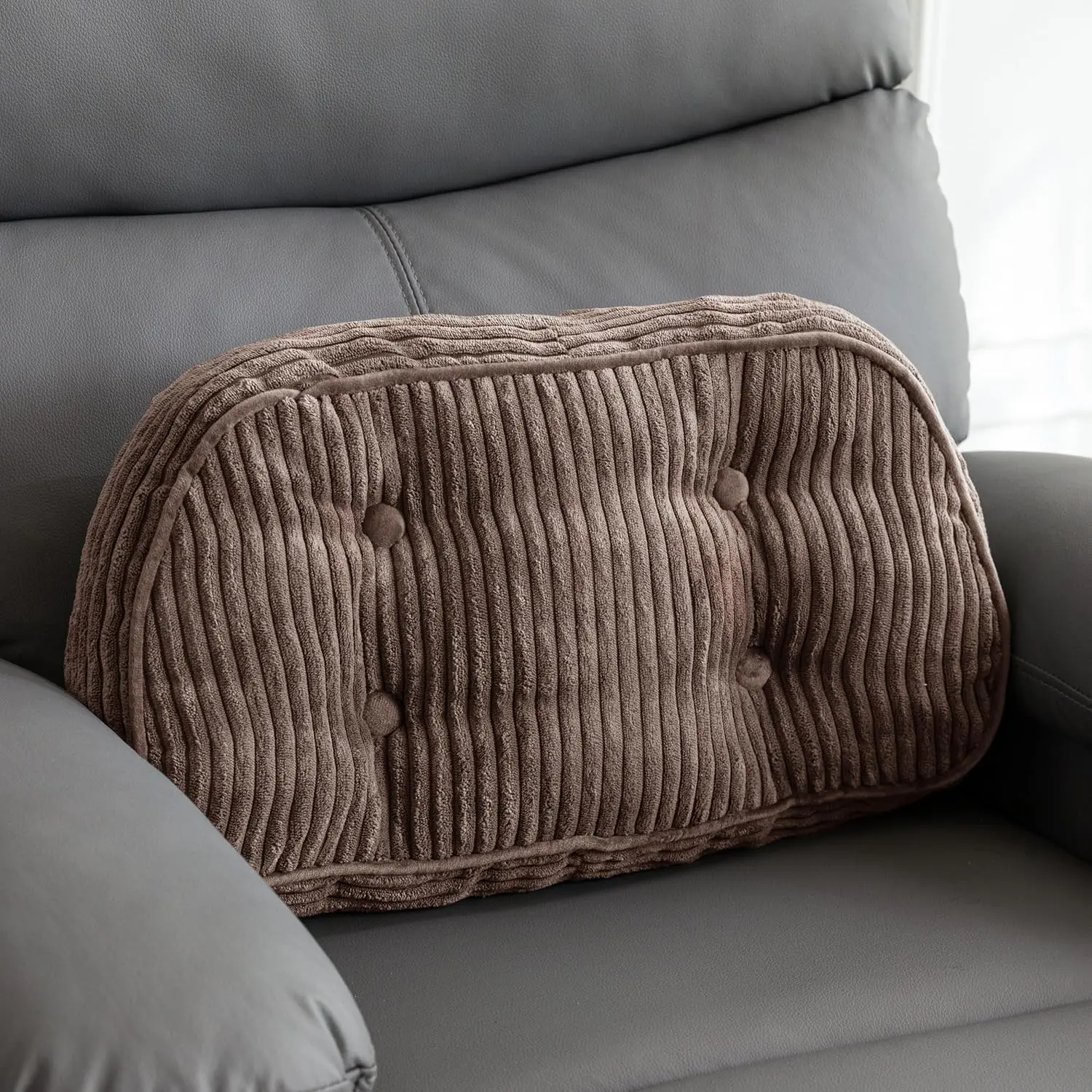Support Pillow for Recliner Chair/Accent Chair/Couch/Office Chair, Tufted Corduroy  Support Cushion for , Recliner Cushions for  Rest, , Reading, Brown