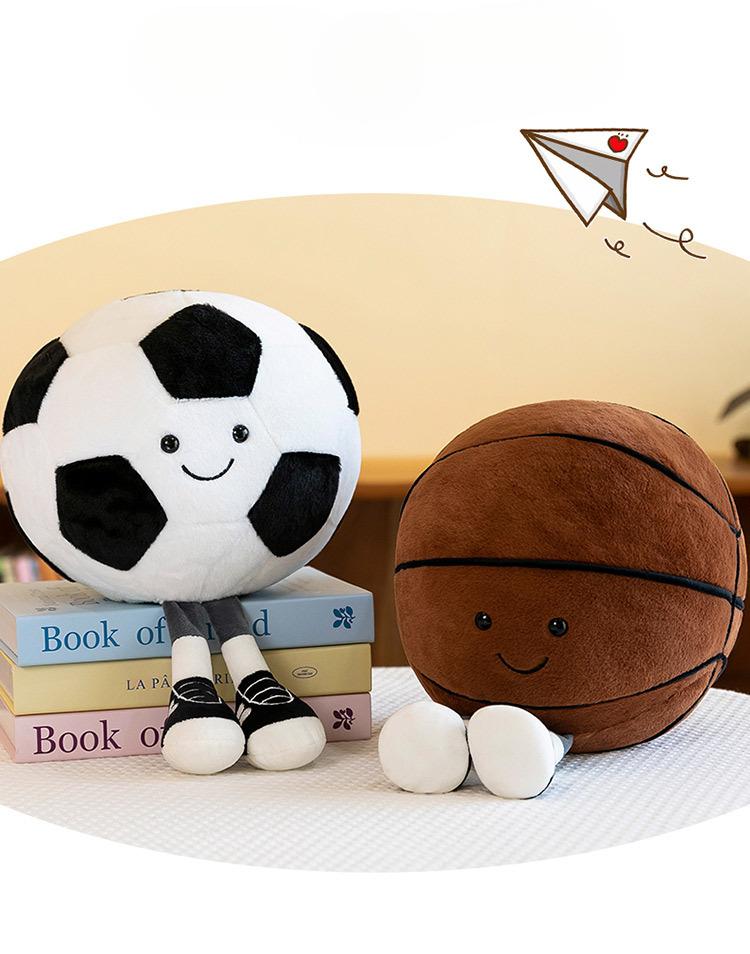 9.8-inch Basketball Plush Toy, Soft Filling Sports Plush Ball, Cute and Funny American Basketball Doll with Feet, Creative Basketball Ball-Shaped Decorative Cushion - Boys Girls Plush Toy, Basketball Pillow Gift, Suitable for Room Decoration, Sofa or Bed