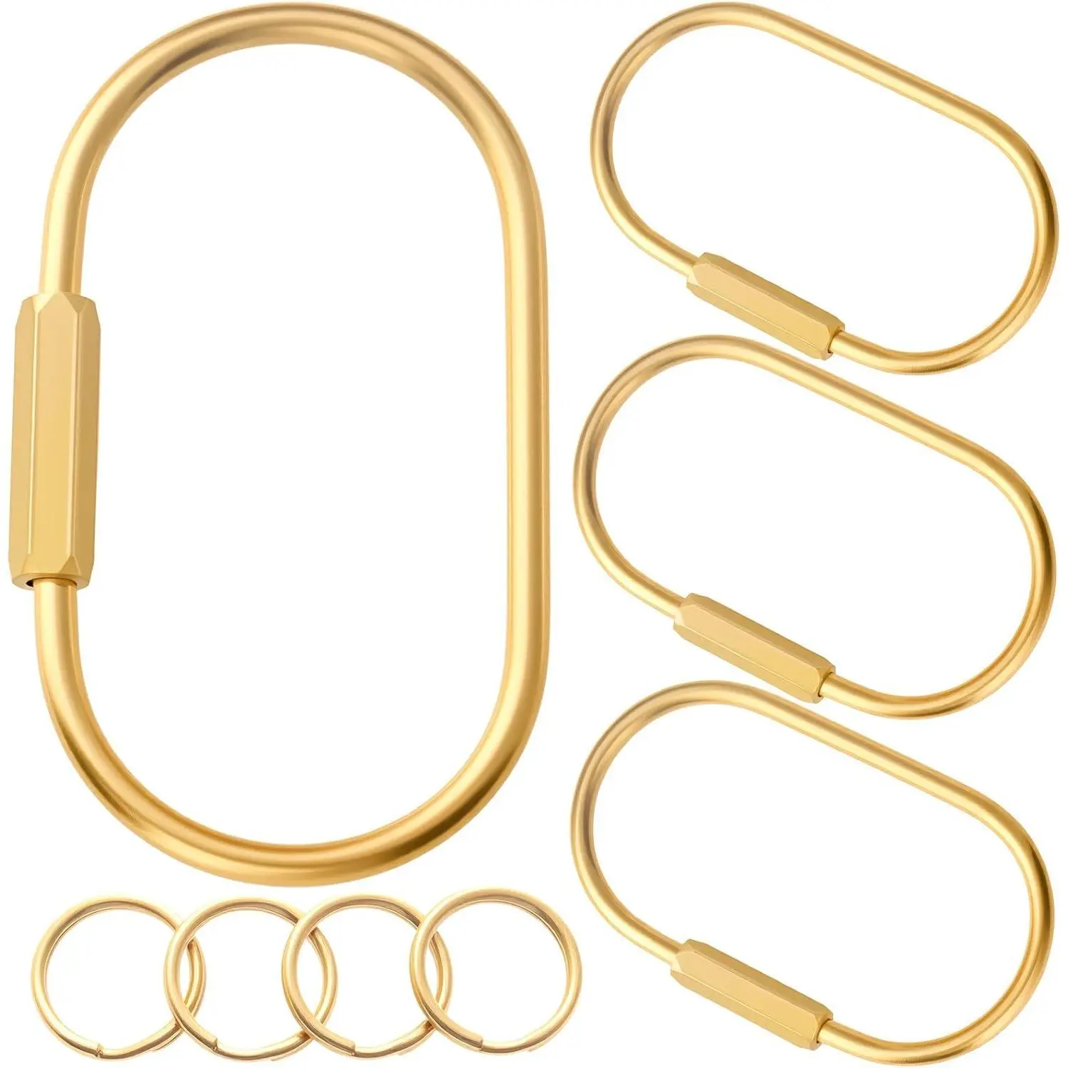 CMVFYL Gold Brass Key Rings, Purse Bag Charms for Handbags, Screw Lock Key Organizer, Carabiner Keychain Clip for Keys