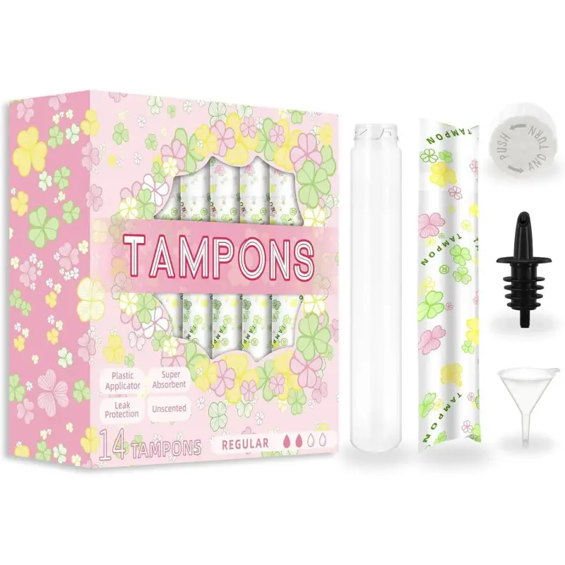 14-Pack Plastic Tampon Flask Set (21oz Total) - Leak-Proof Hidden Liquor Container with Funnel, Resealable Pouches for Pocket/Handbag, Discreet & Easy-to-Fill for Cruises, Nightclubs, Hidden Flasks