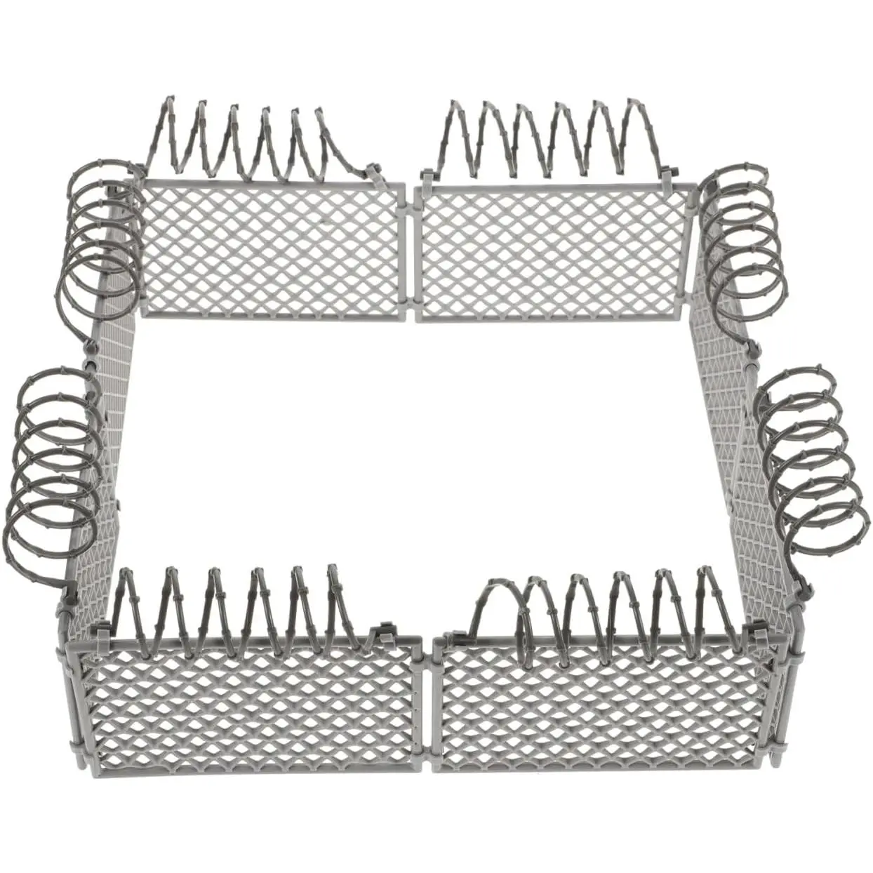Versatile DIY Miniature Fence Set - Light Grey Plastic - High Realism for Prison & Farm Scene Building Blocks, 7.48 X 7.48 X 3.42 Inches