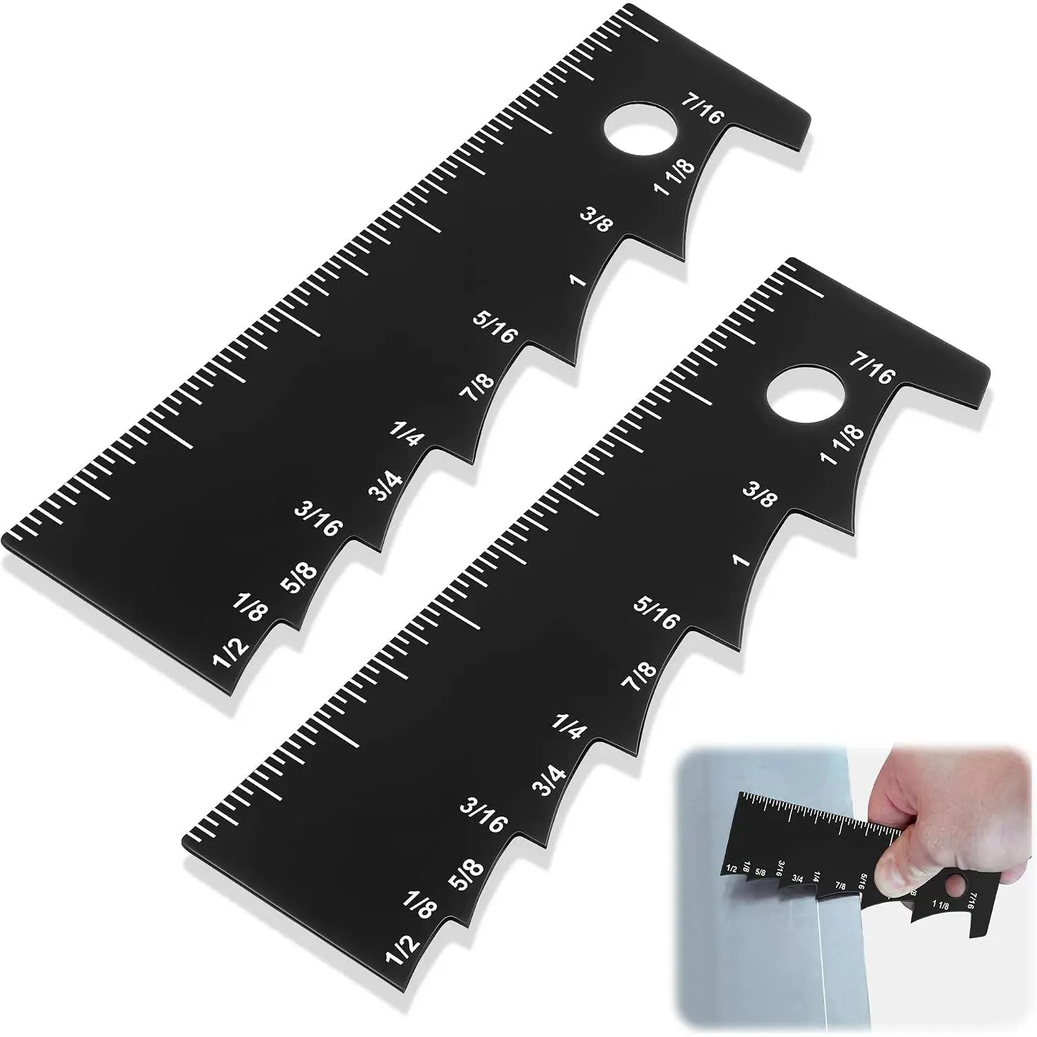2 count Sheet Metal Scribe Tools with Clear 1/8"-7/16" Scale, Sheet Marker & Measuring Tool, Durable Steel  for Precision Layout & Measuring