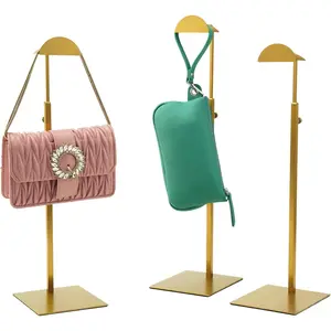 Purse Display Stand, 3 Pack Purse Rack Stainless Steel Anti-fingerprints Purse Holder Gold Hanging Hook Stands Adjustable Height Table Ornament Display Stand for Home Store Boutique Counter