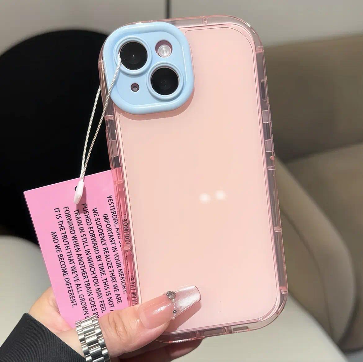 Luxury Contrast Candy Color Soft Silicone Phone Case for iPhone 16/15/14/13/12 Pro Max/Plus, Airbag Shockproof Camera Protection Durable Cover