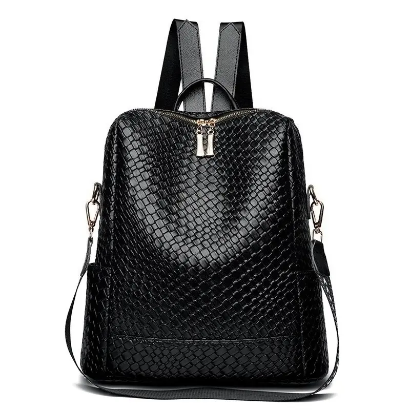 Women's New Woven Texture Soft Leather Backpack, Stylish Large Capacity Casual Daypack for Work Commute, Shopping,Outings and Everyday Wear,Adjustable Padded Shoulder Straps, Smooth Premium Material, Secure Zipper Closure, Lightweight Fashion Carry Bag