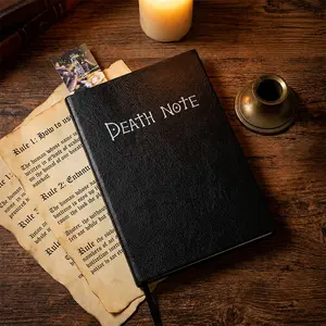 Anime Death Note Journal Notebook with Feather Pen Cosplay Prop Replica Manga Merchandise Lined Writing Diary Daily Planner School Supplies Unique Gift for Anime Fans Otaku Japanese Aesthetic Halloween Costume Accessories Cool Stationery Anime Desk Decor